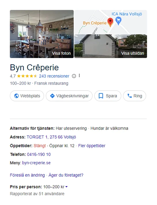 google my business byn creperie